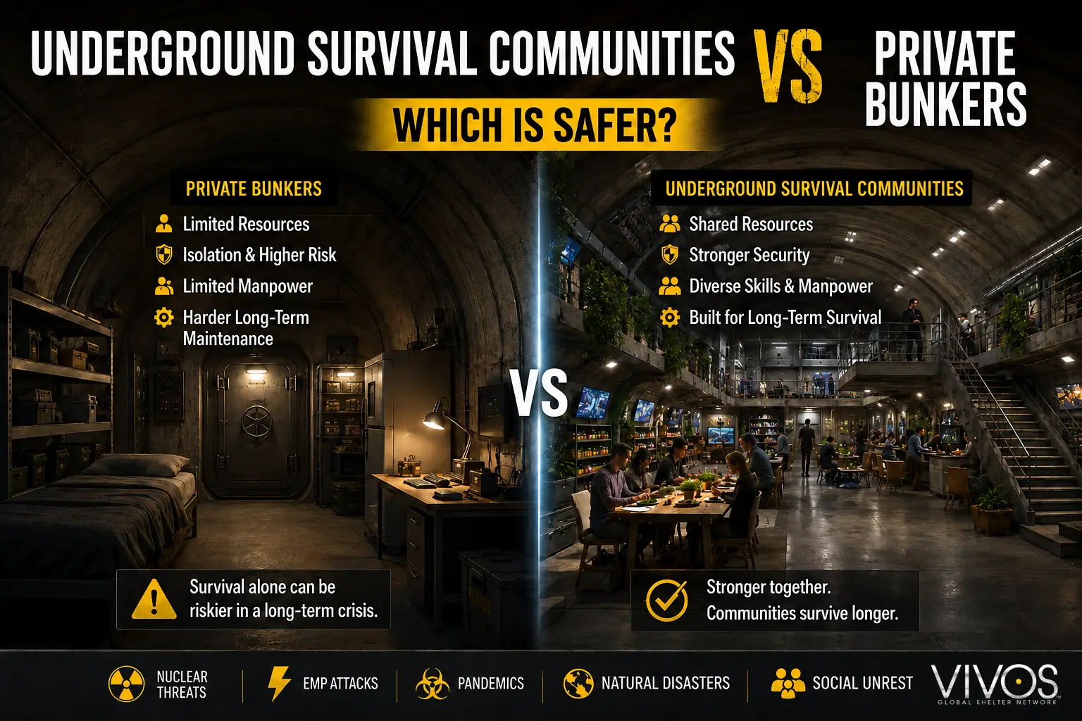 Underground Survival Communities vs Private Bunkers
