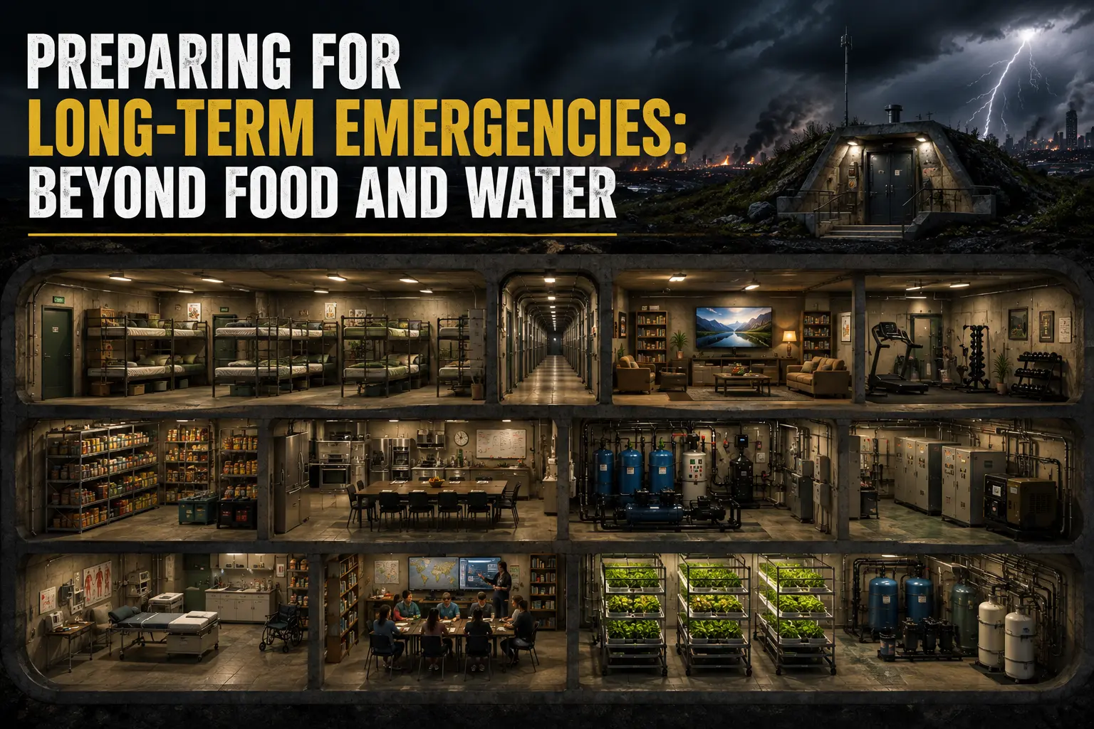 Underground Fortified Bunker Preparing for Long-Term Emergencies Beyond Food and Water